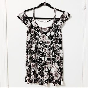 Floral cold shoulder dress